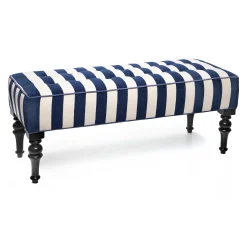 Marquee Bench - Chenille Navy Stripe|MacKenzie-Childs Discount