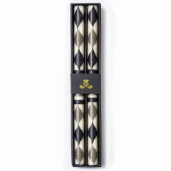 Marquee Dinner Candles - Black & Grey - Set Of 2|MacKenzie-Childs Best