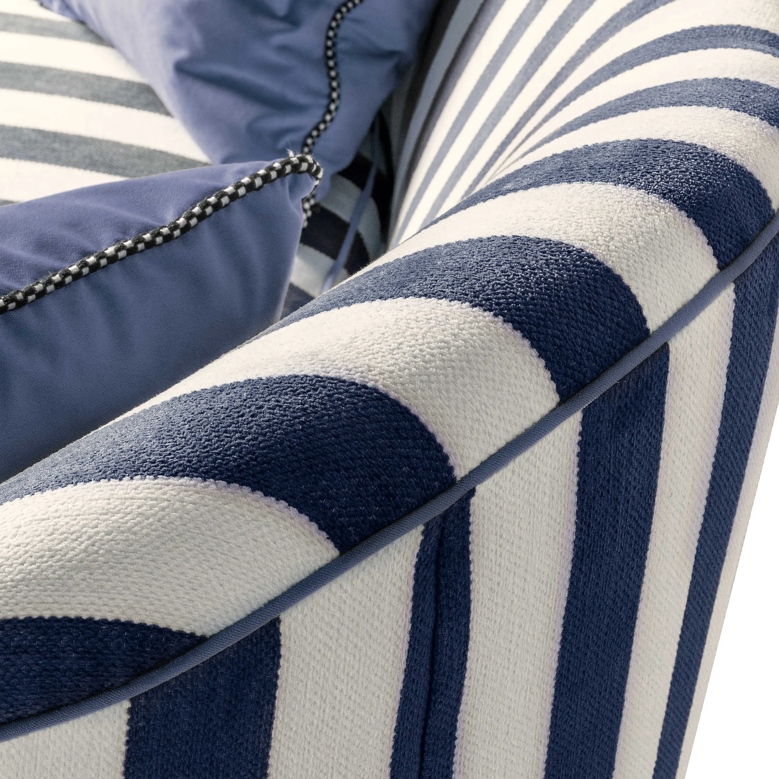Marquee Loveseat - Chenille Navy Stripe|MacKenzie-Childs Best