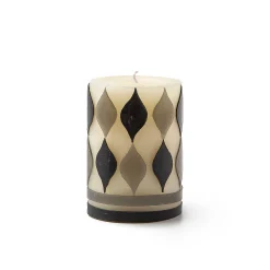 Marquee Pillar Candle - Black & Grey - 4"|MacKenzie-Childs Discount