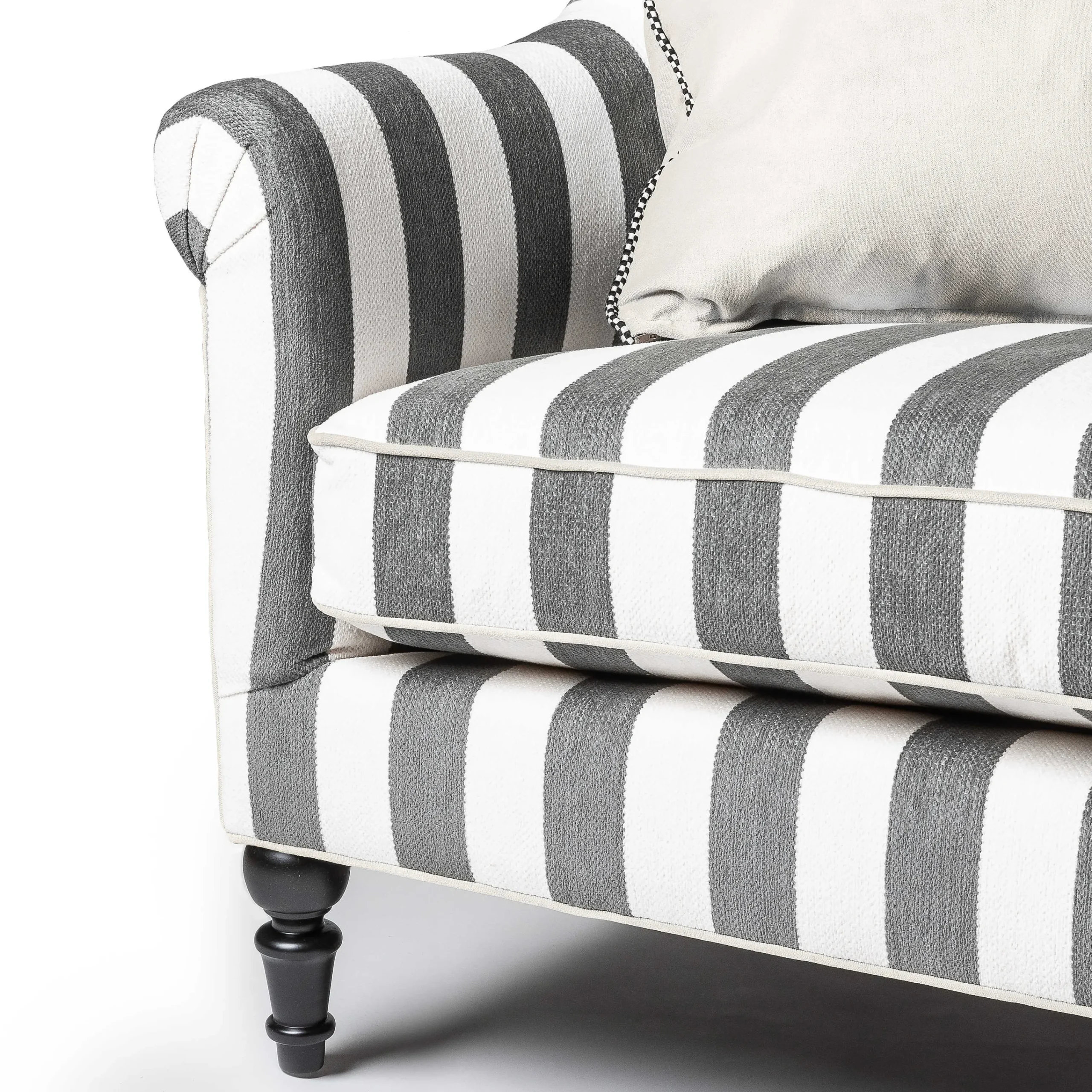 Marquee Sofa - Chenille Grey Stripe|MacKenzie-Childs Sale