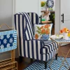 Marquee Wing Chair - Chenille Navy Stripe|MacKenzie-Childs