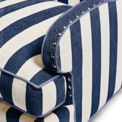 Marquee Wing Chair - Chenille Navy Stripe|MacKenzie-Childs