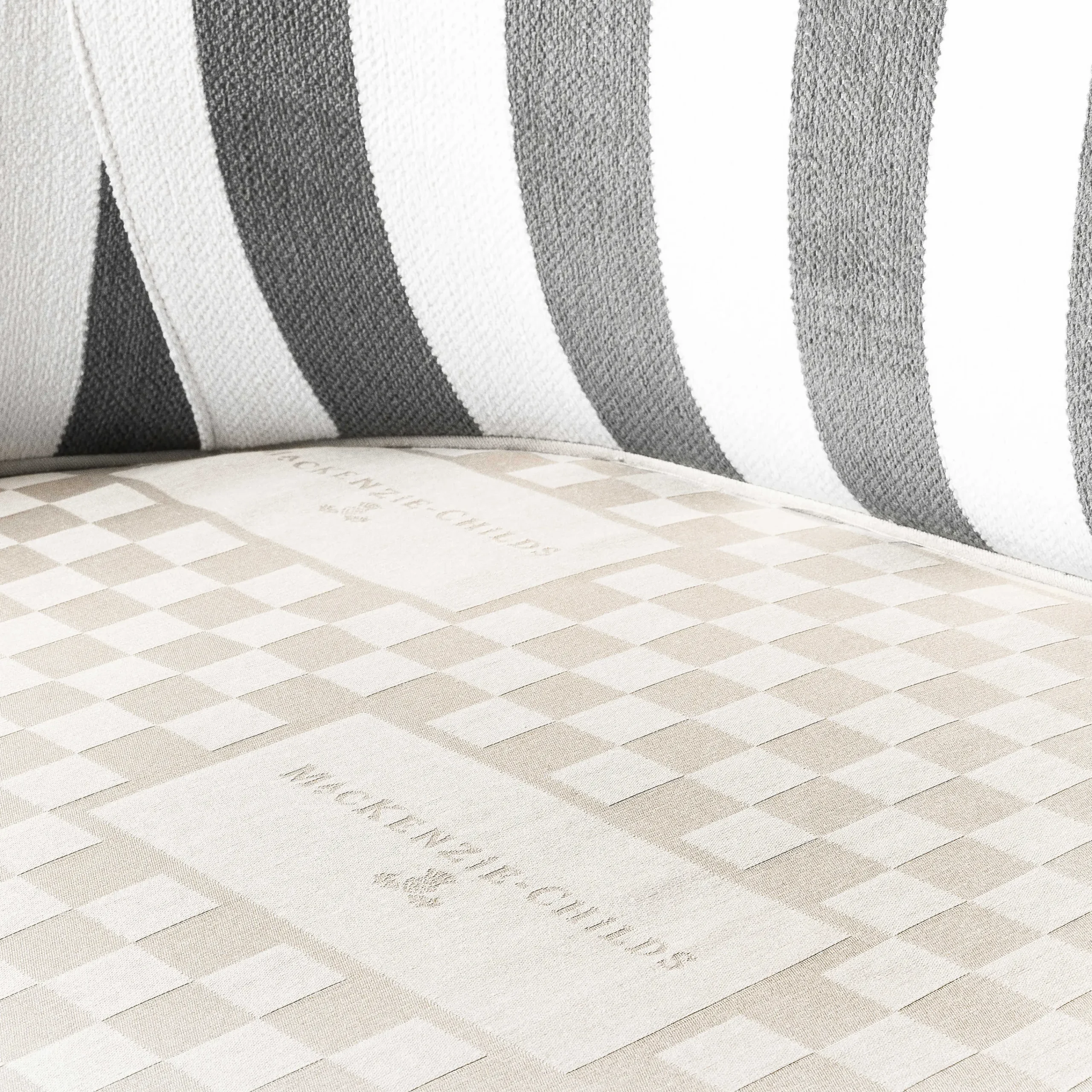 Marquee Wing Chair - Chenille Grey Stripe|MacKenzie-Childs Best
