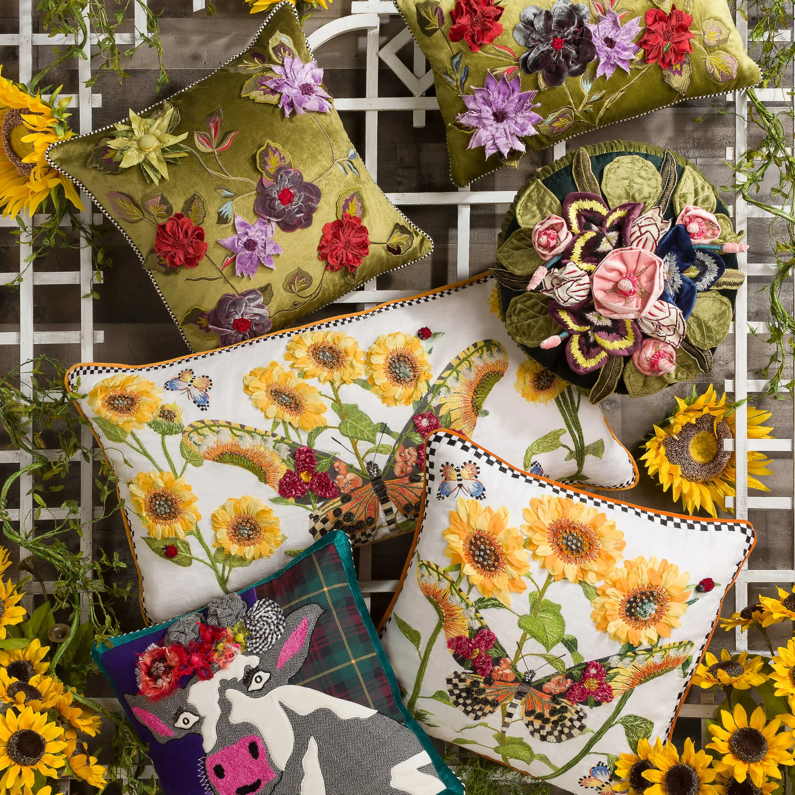 Monarch Butterfly Lumbar Pillow - White|MacKenzie-Childs Clearance