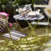 Outdoor Black & White Metal Bistro Table|MacKenzie-Childs New