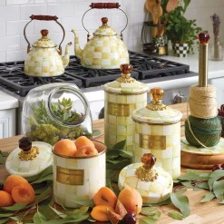 Parchment Check Enamel Canister - Small|MacKenzie-Childs Hot