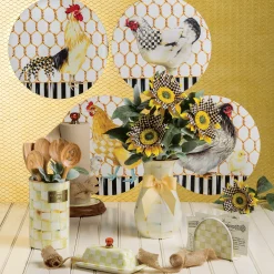 Parchment Check Enamel Utensil Holder|MacKenzie-Childs Outlet
