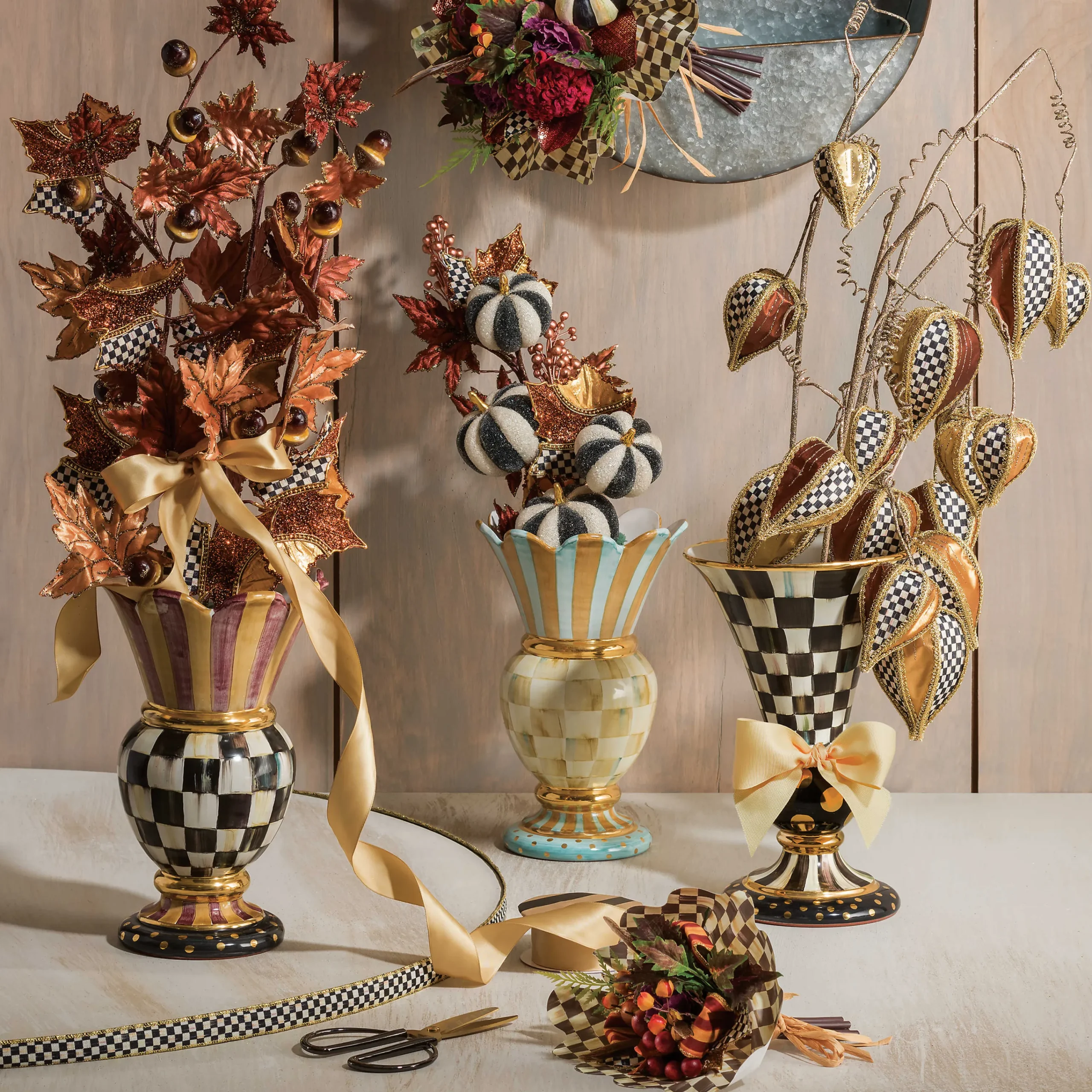 Parchment Check Great Vase|MacKenzie-Childs Best
