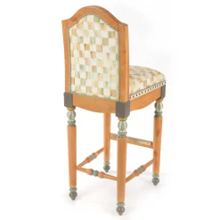 Parchment Check Underpinnings Bar Stool With Back|MacKenzie-Childs Sale