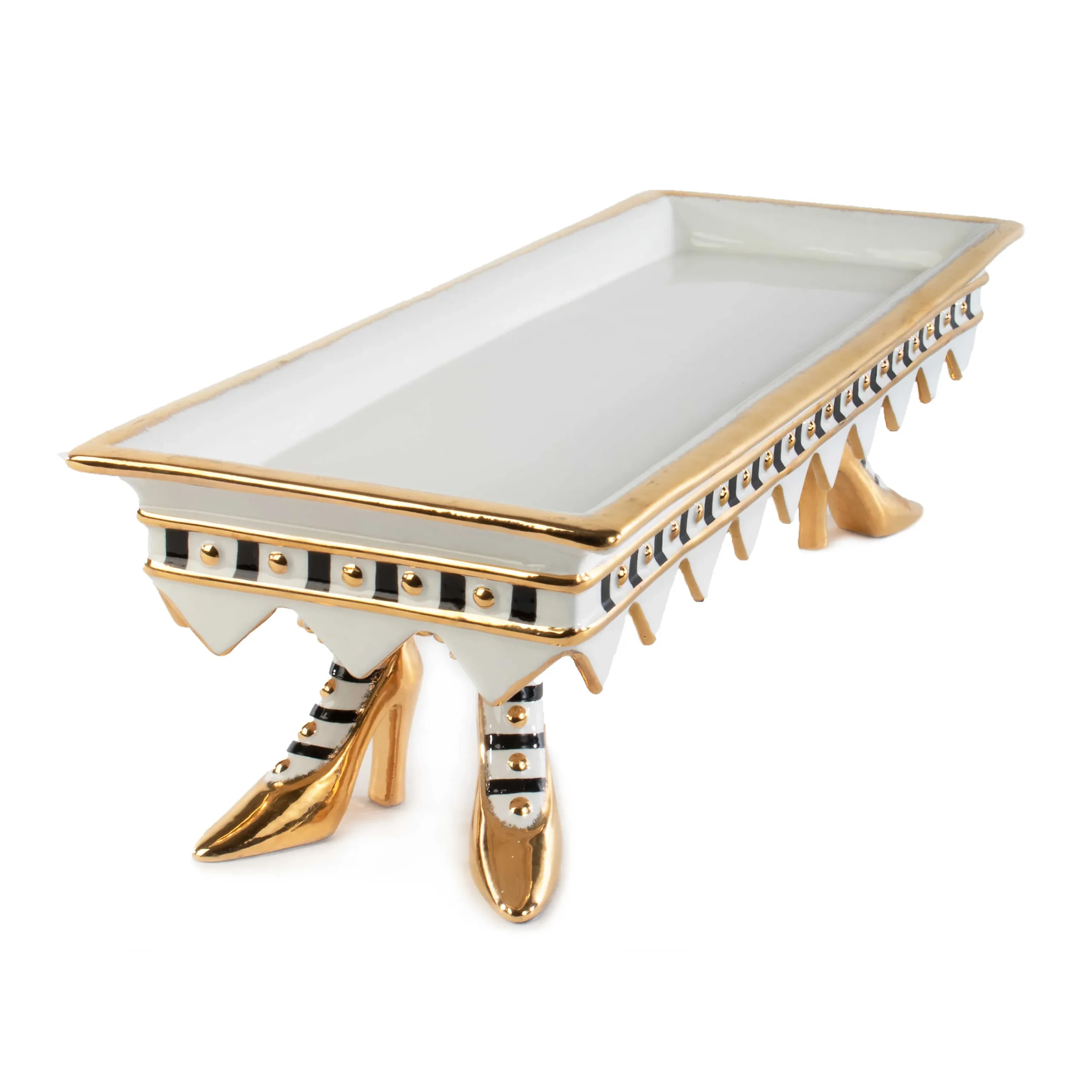 Patience Brewster High Heel Shoe Serving Tray - Ivory & Gold|MacKenzie-Childs Discount