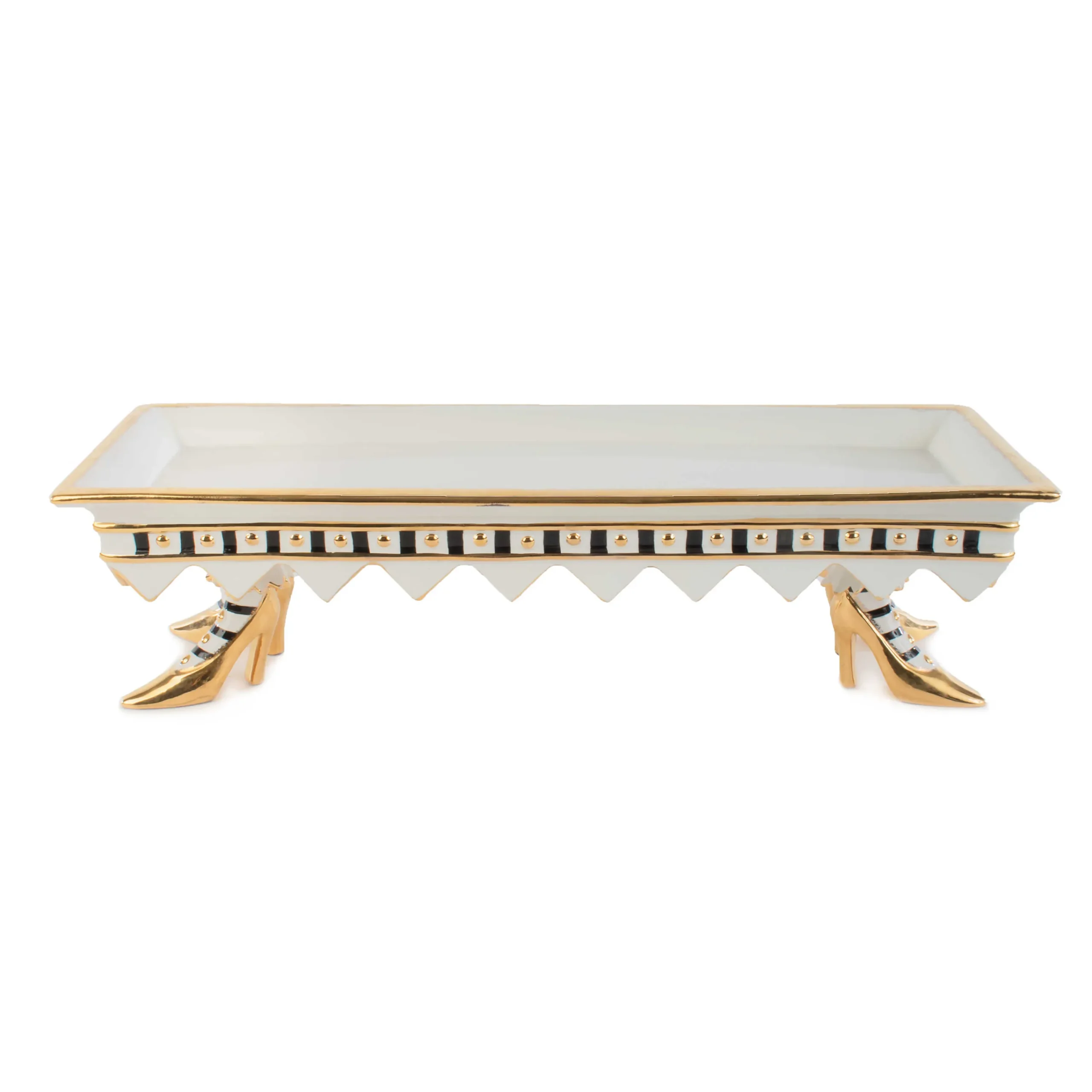 Patience Brewster High Heel Shoe Serving Tray - Ivory & Gold|MacKenzie-Childs Discount