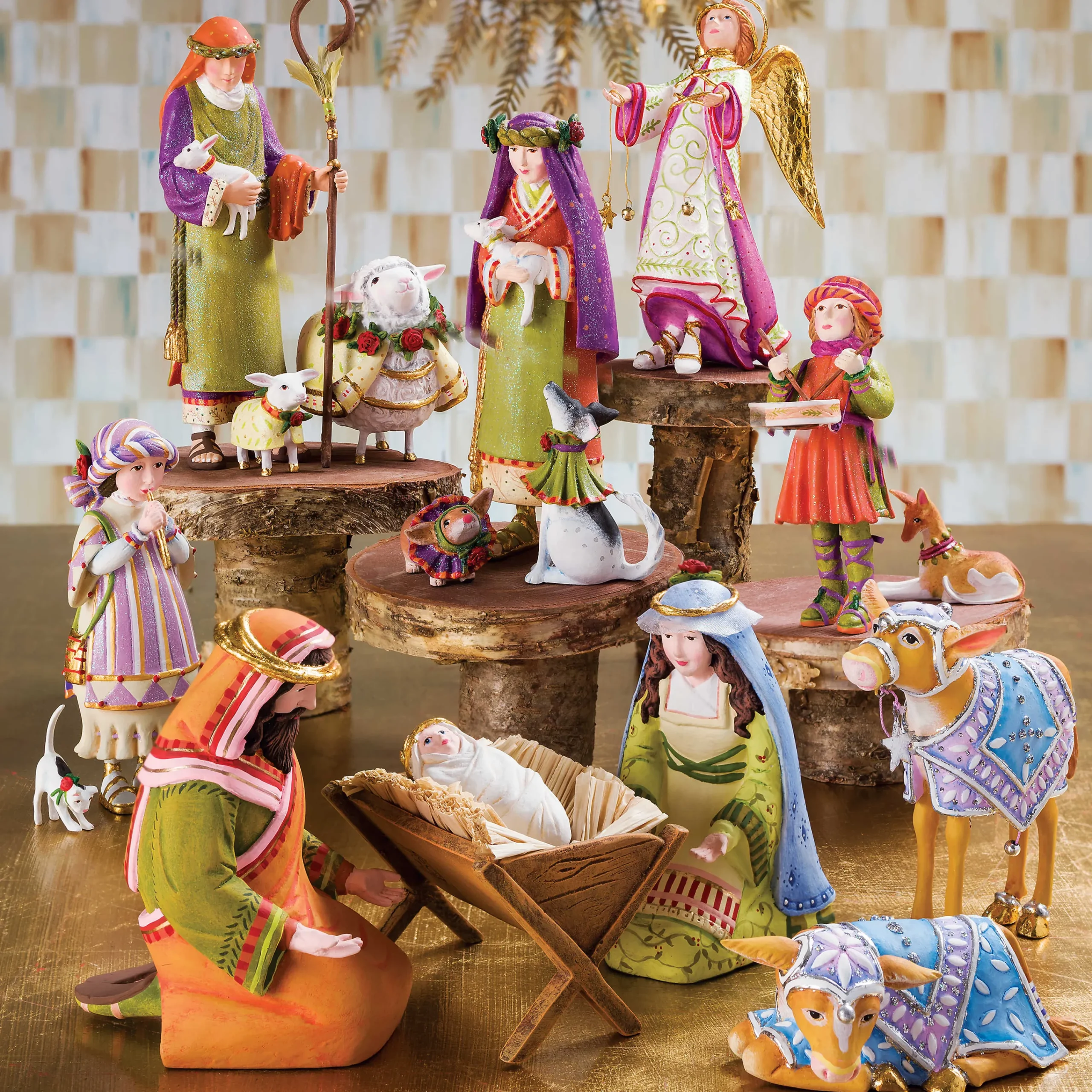 Patience Brewster Nativity Little Drummer Boy And Dog Figures|MacKenzie-Childs Hot