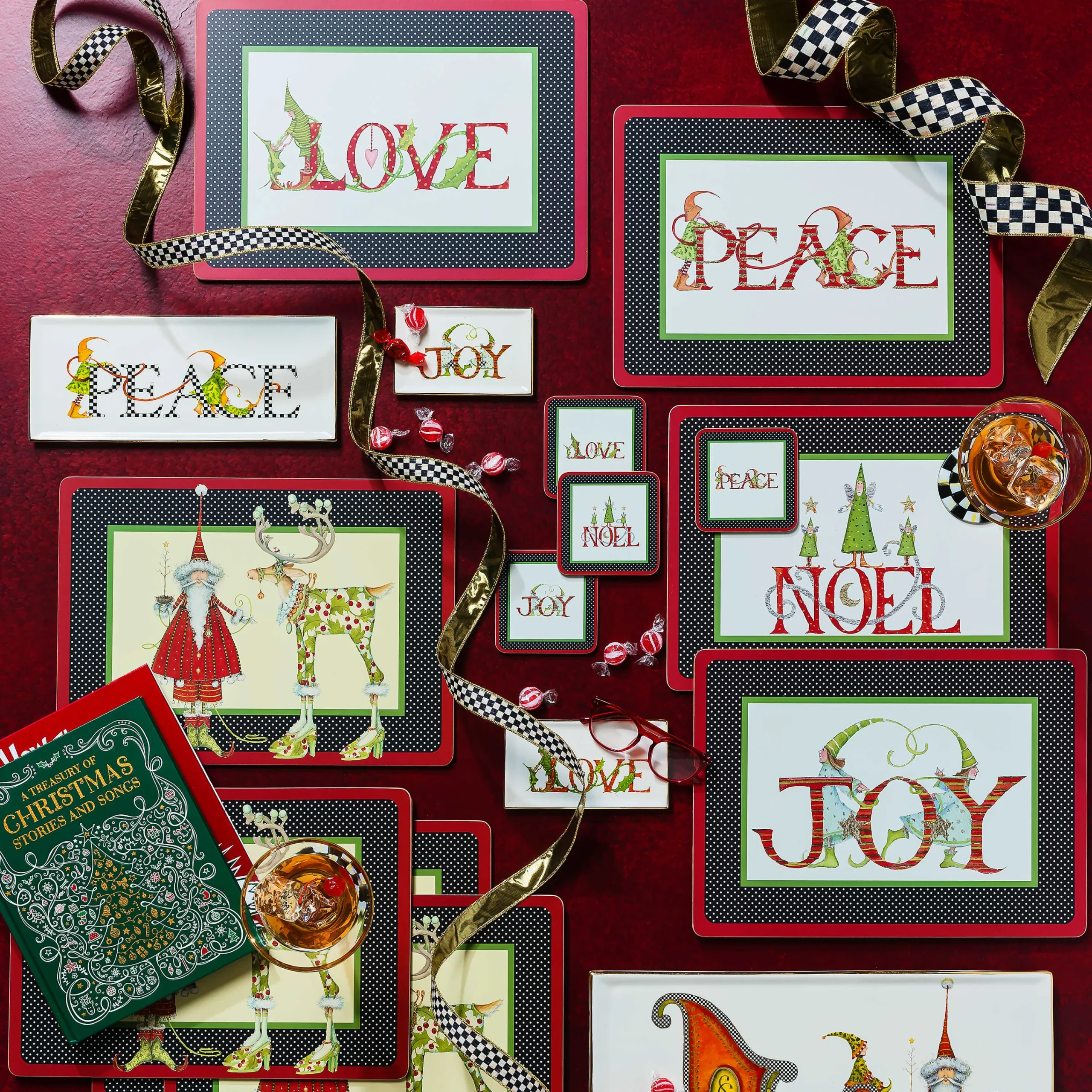 Patience Brewster Season'S Greetings! Cork Back Placemats - Set Of 4|MacKenzie-Childs Discount