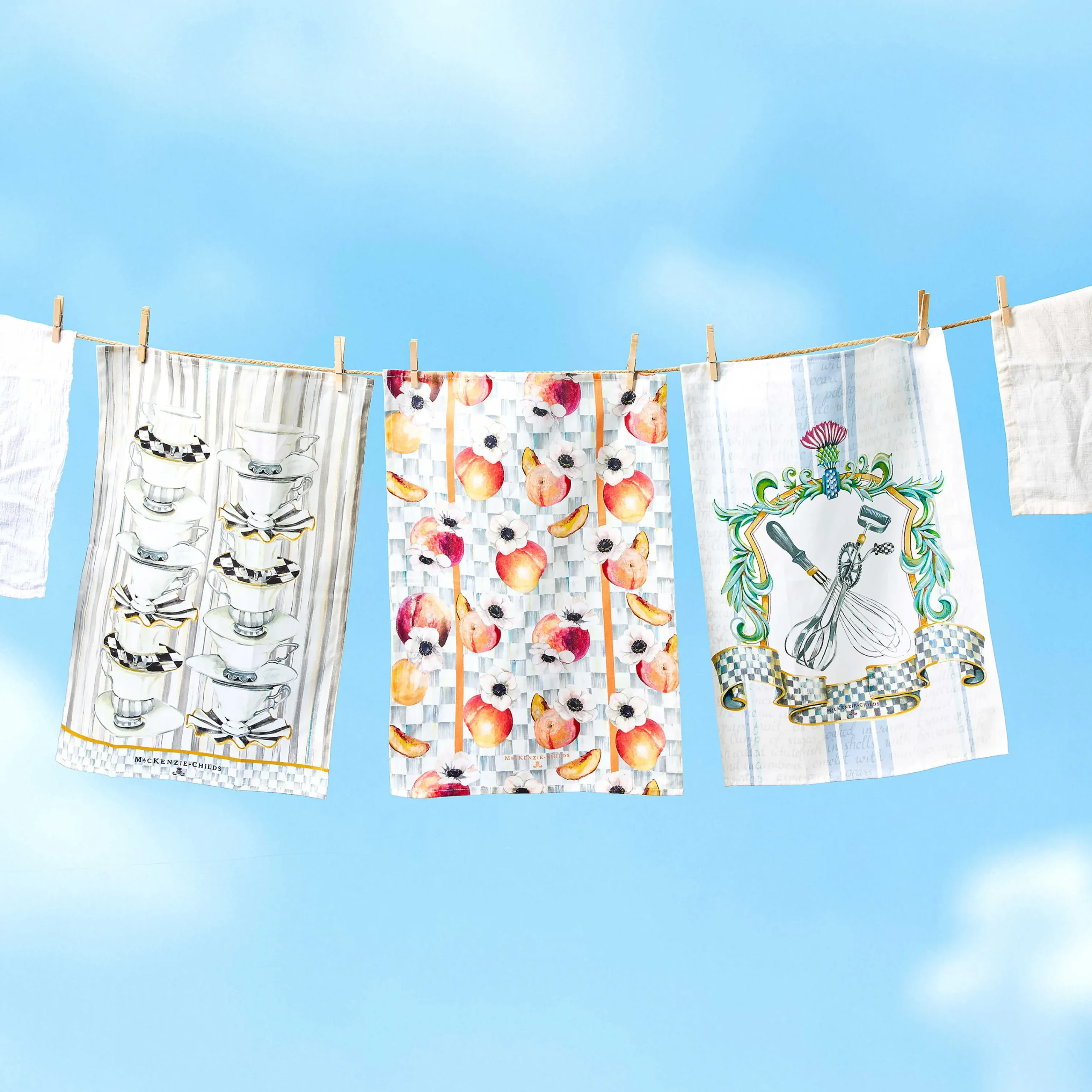 Peaches & Anemones Dish Towel|MacKenzie-Childs Outlet