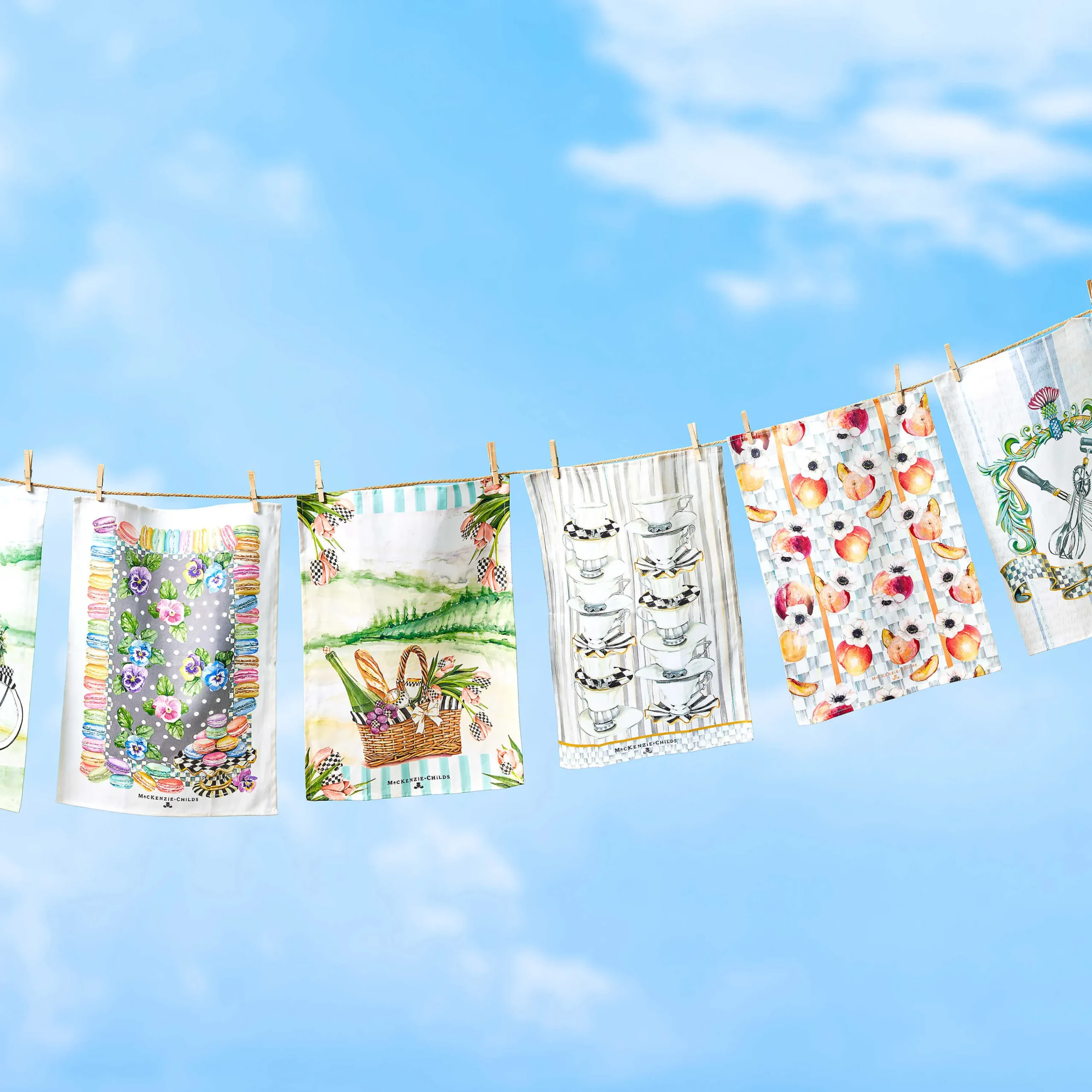 Peaches & Anemones Dish Towel|MacKenzie-Childs Outlet