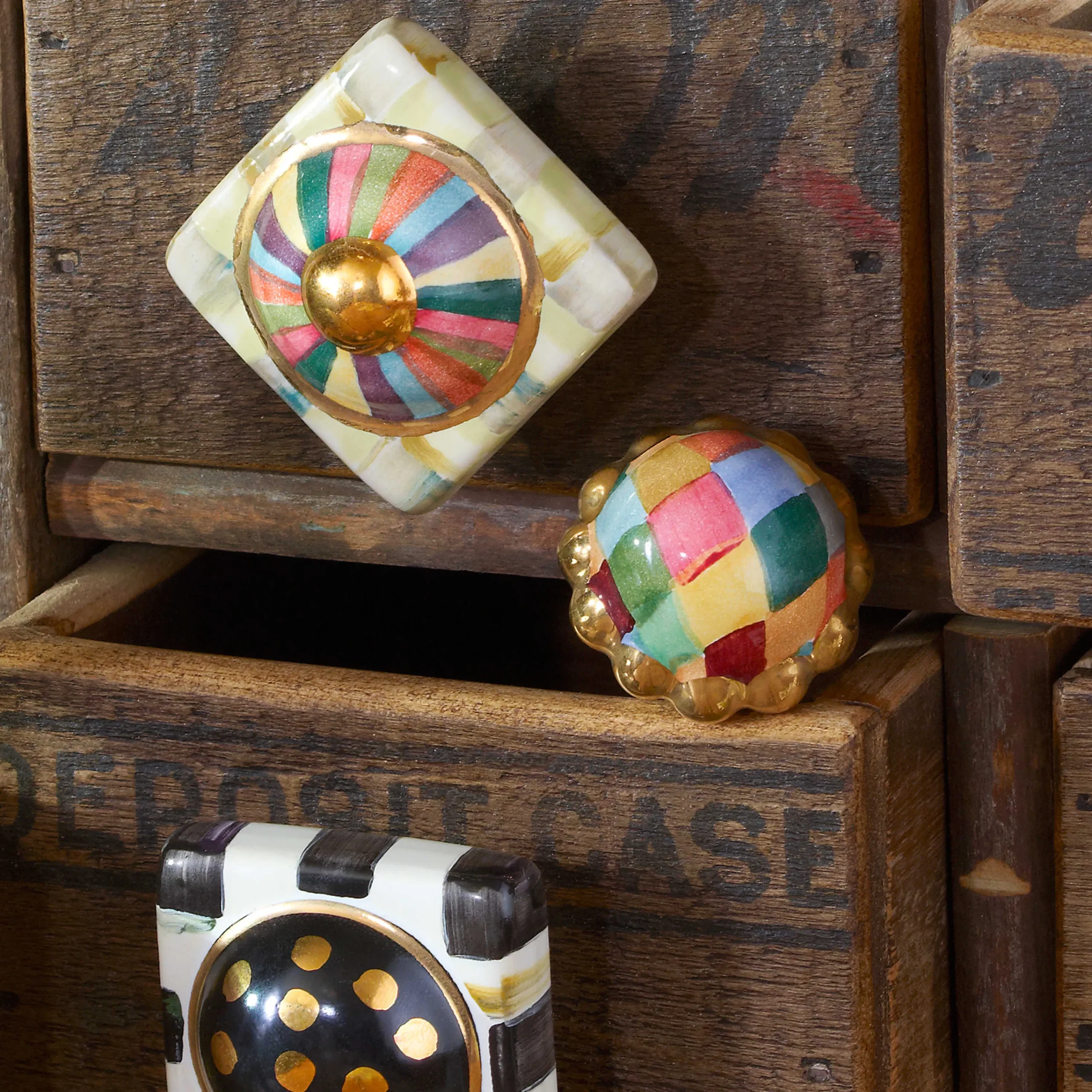 Petit Four Round Knob - Harlequin|MacKenzie-Childs Clearance