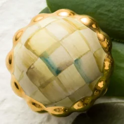 Petit Four Round Knob - Parchment Check|MacKenzie-Childs New