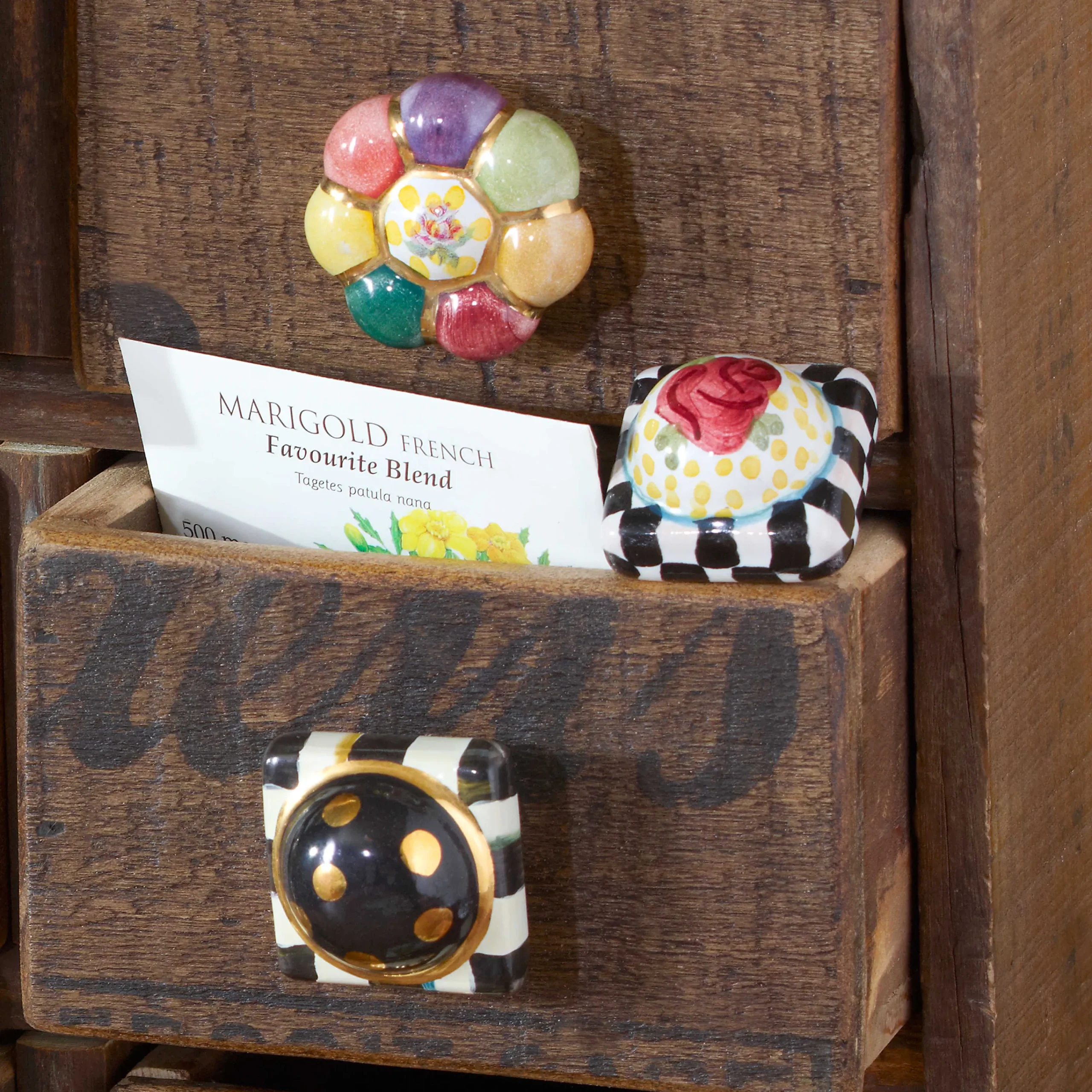 Petit Four Square Knob - Courtly Check|MacKenzie-Childs Discount