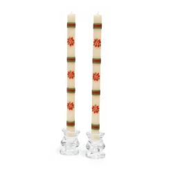 Poinsettia Dinner Candles - Set Of 2|MacKenzie-Childs Sale
