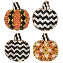 Polka Pumpkin Beaded Coasters - Set Of 4|MacKenzie-Childs Sale