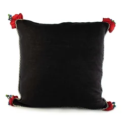 Poppy Square Pillow - Black|MacKenzie-Childs Outlet