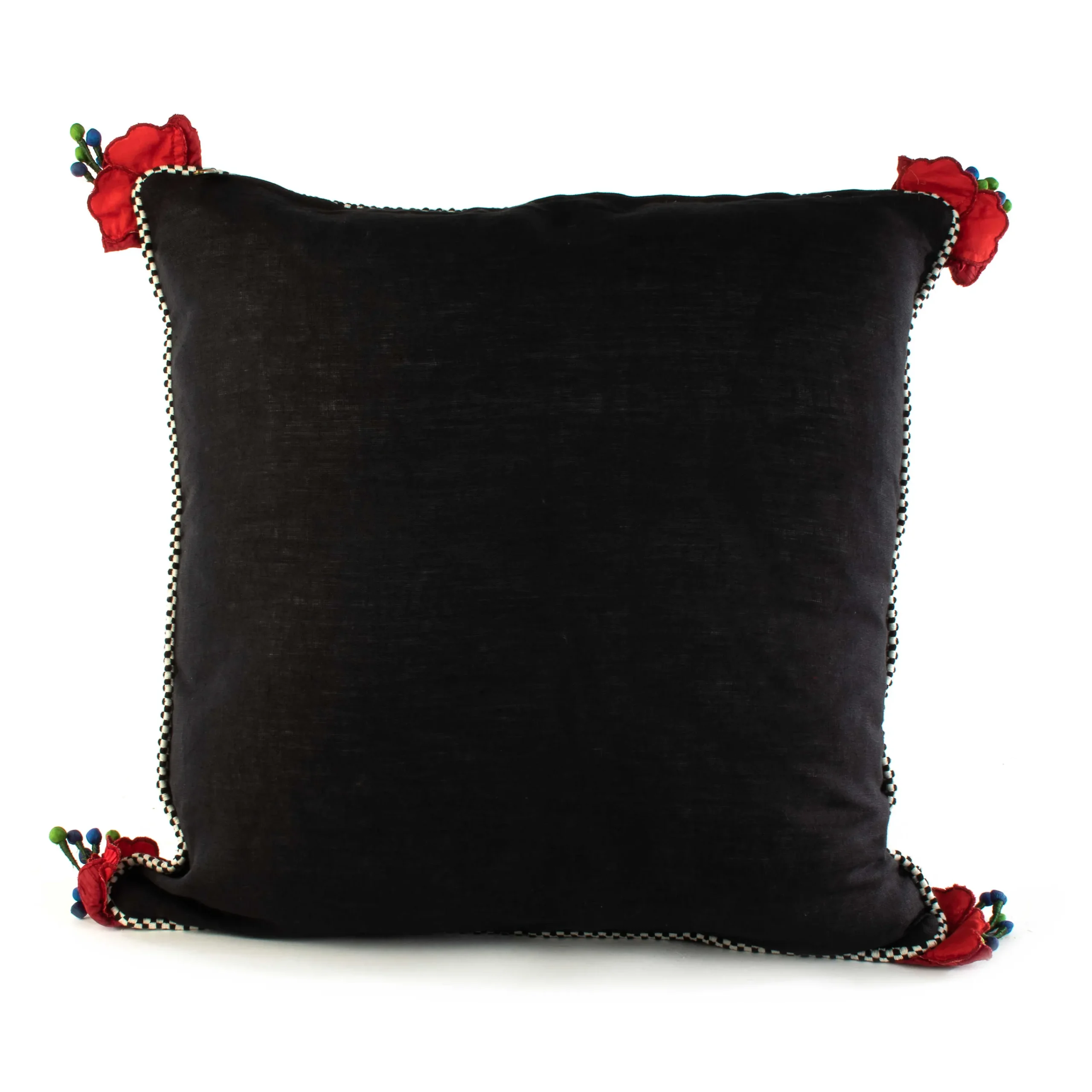 Poppy Square Pillow - Black|MacKenzie-Childs Outlet