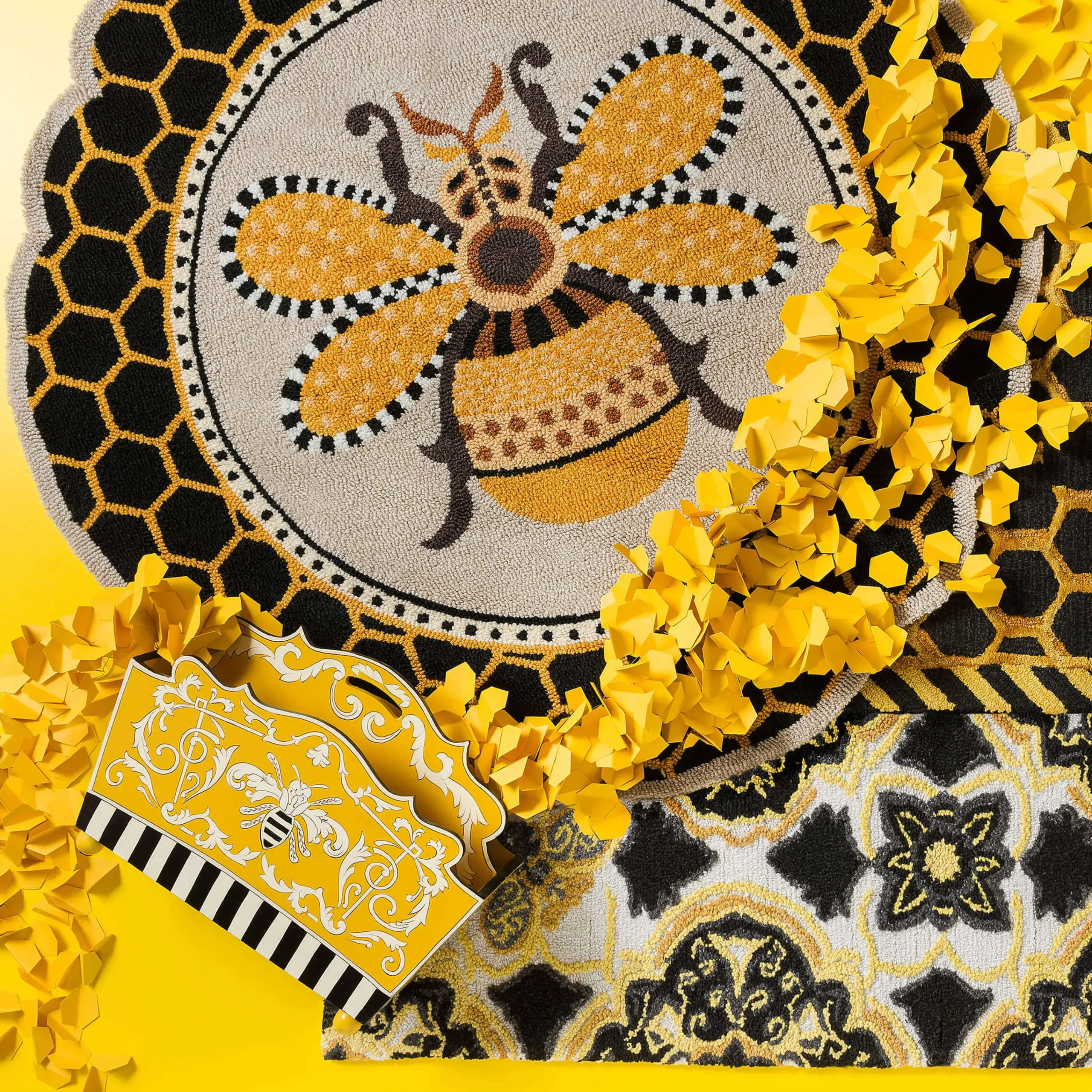 Queen Bee Rug - 4' Round|MacKenzie-Childs Sale