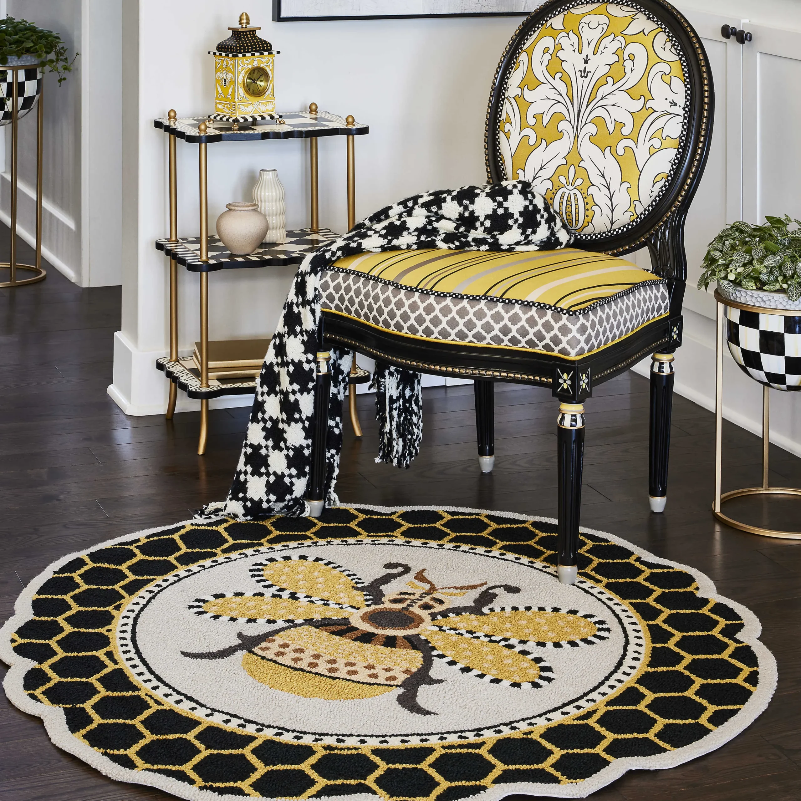Queen Bee Rug - 4' Round|MacKenzie-Childs Sale