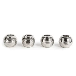 Ribbed Sphere Candle Holders - Silver - Set Of 4|MacKenzie-Childs