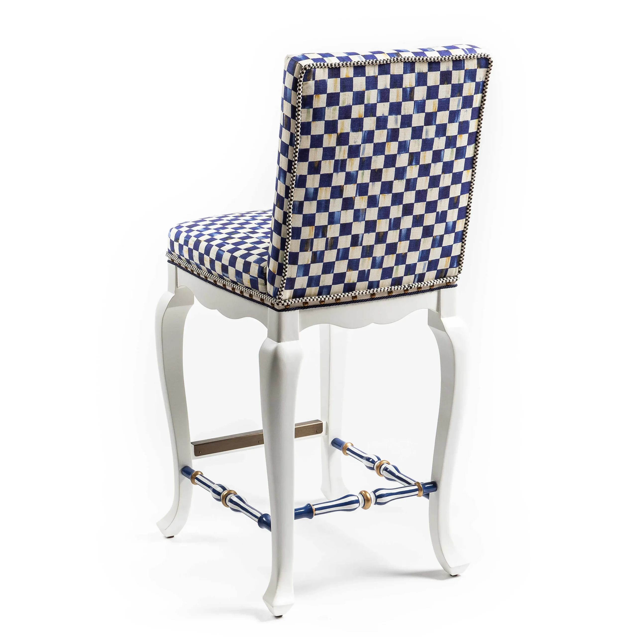 Royal Check Counter Stool With Back|MacKenzie-Childs Outlet