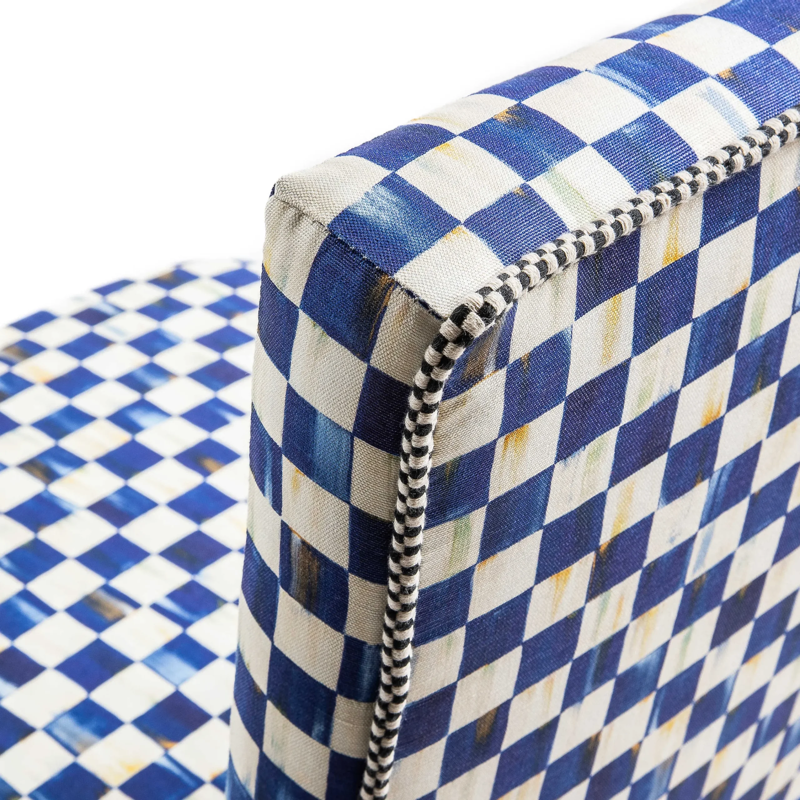 Royal Check Counter Stool With Back|MacKenzie-Childs Outlet