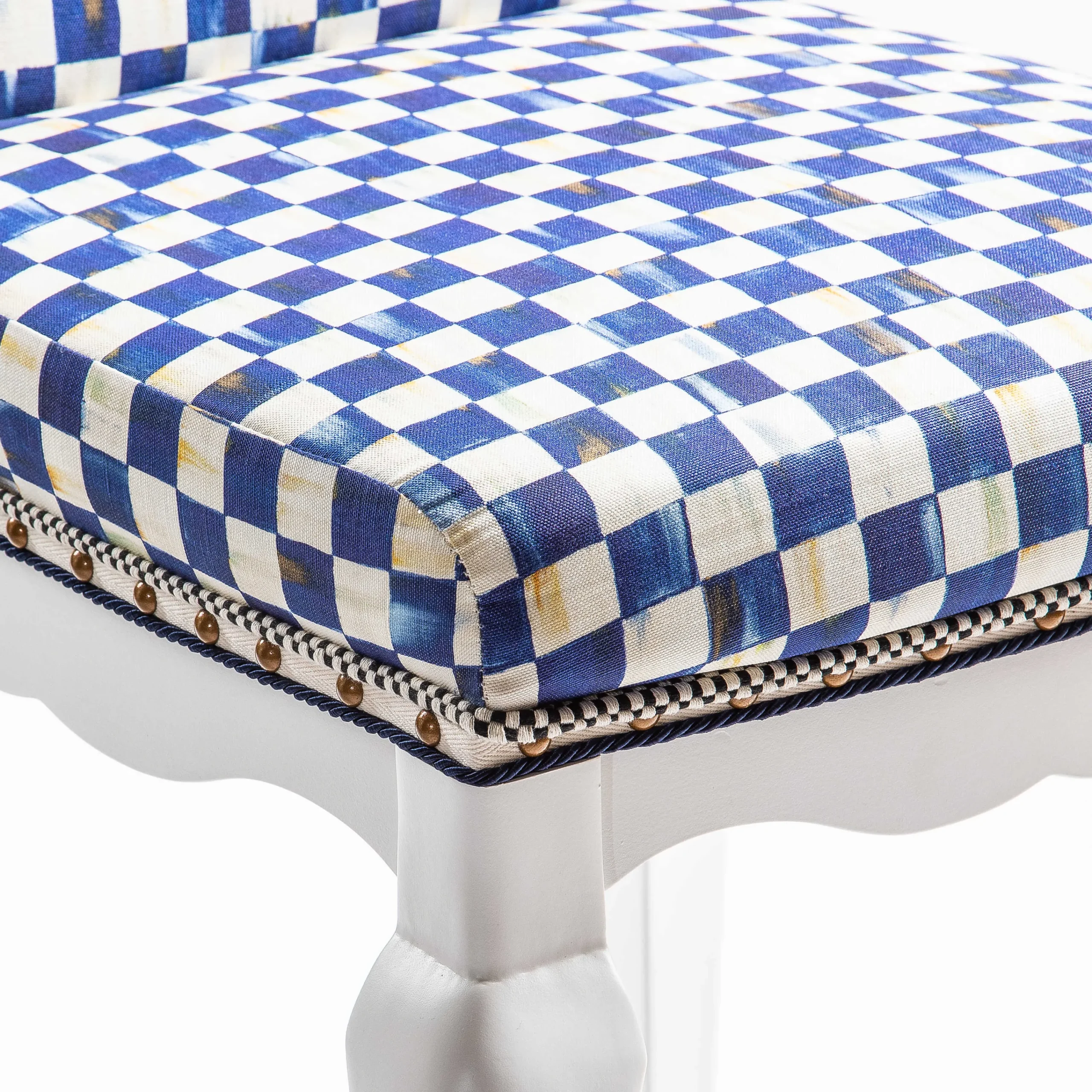 Royal Check Counter Stool With Back|MacKenzie-Childs Outlet