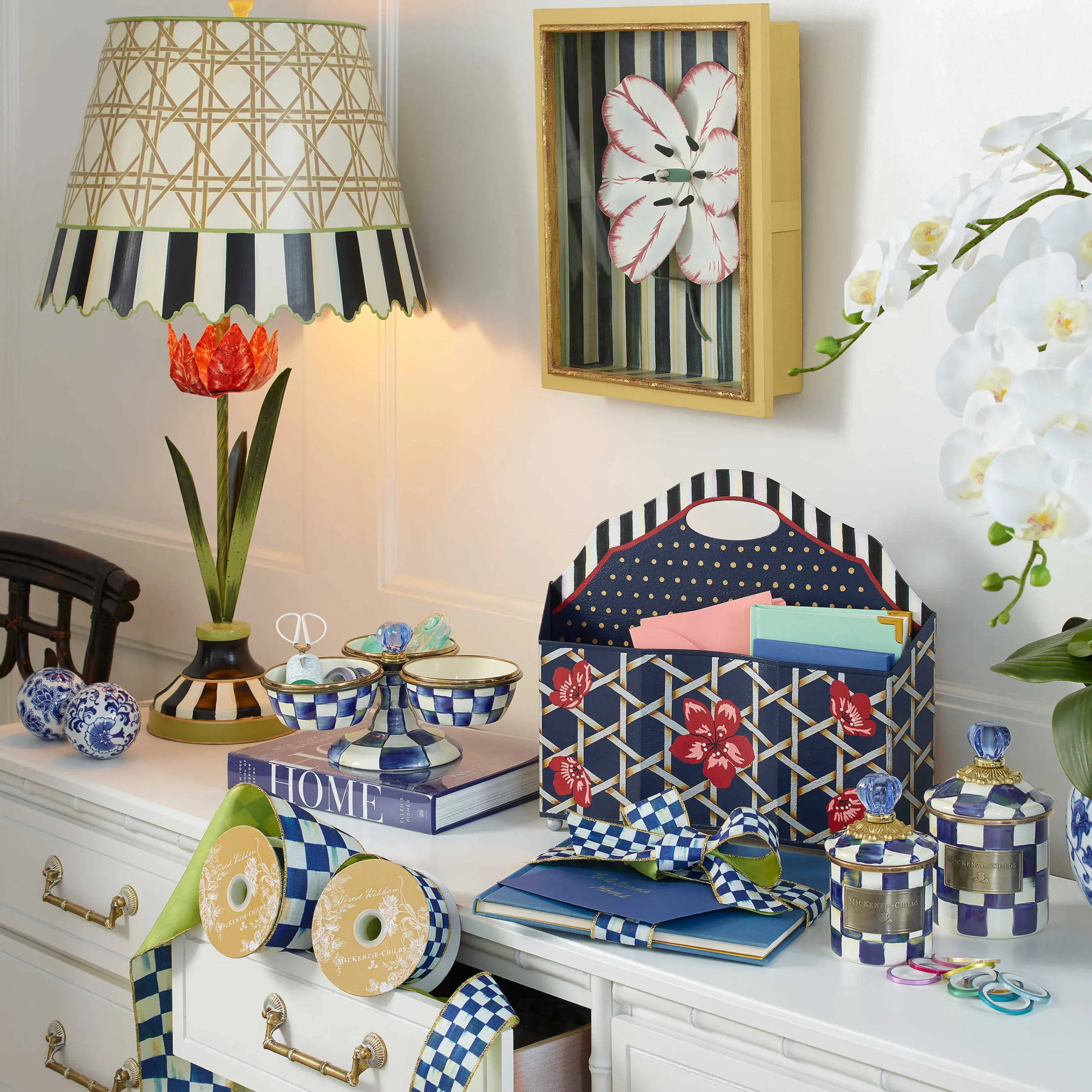 Royal Check Enamel Canister - Demi|MacKenzie-Childs Clearance