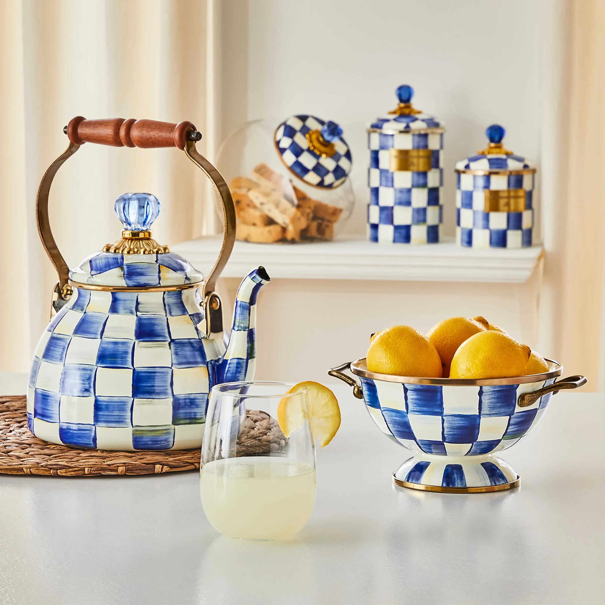 Royal Check Enamel Canister - Small|MacKenzie-Childs