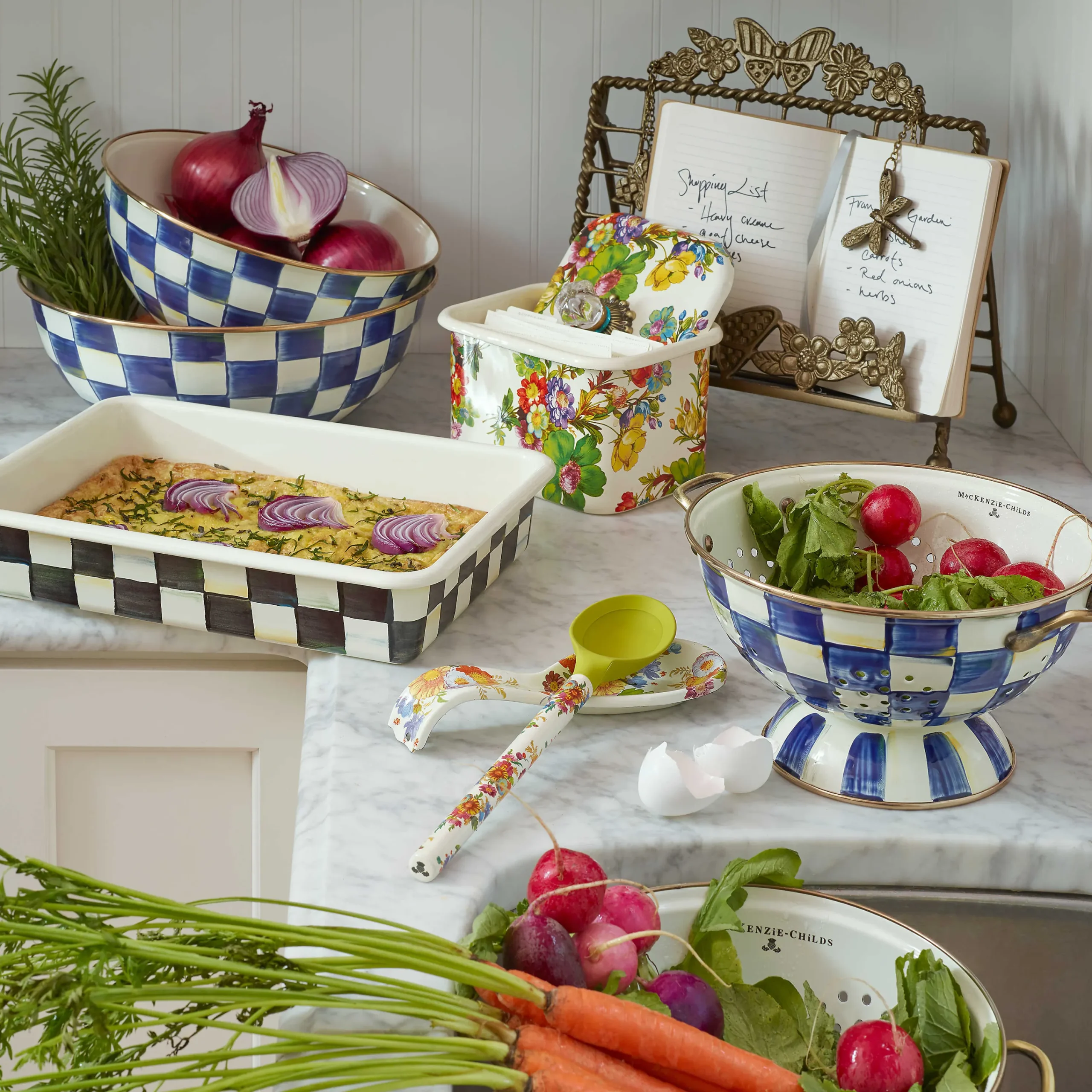 Royal Check Enamel Colander - Large|MacKenzie-Childs Clearance