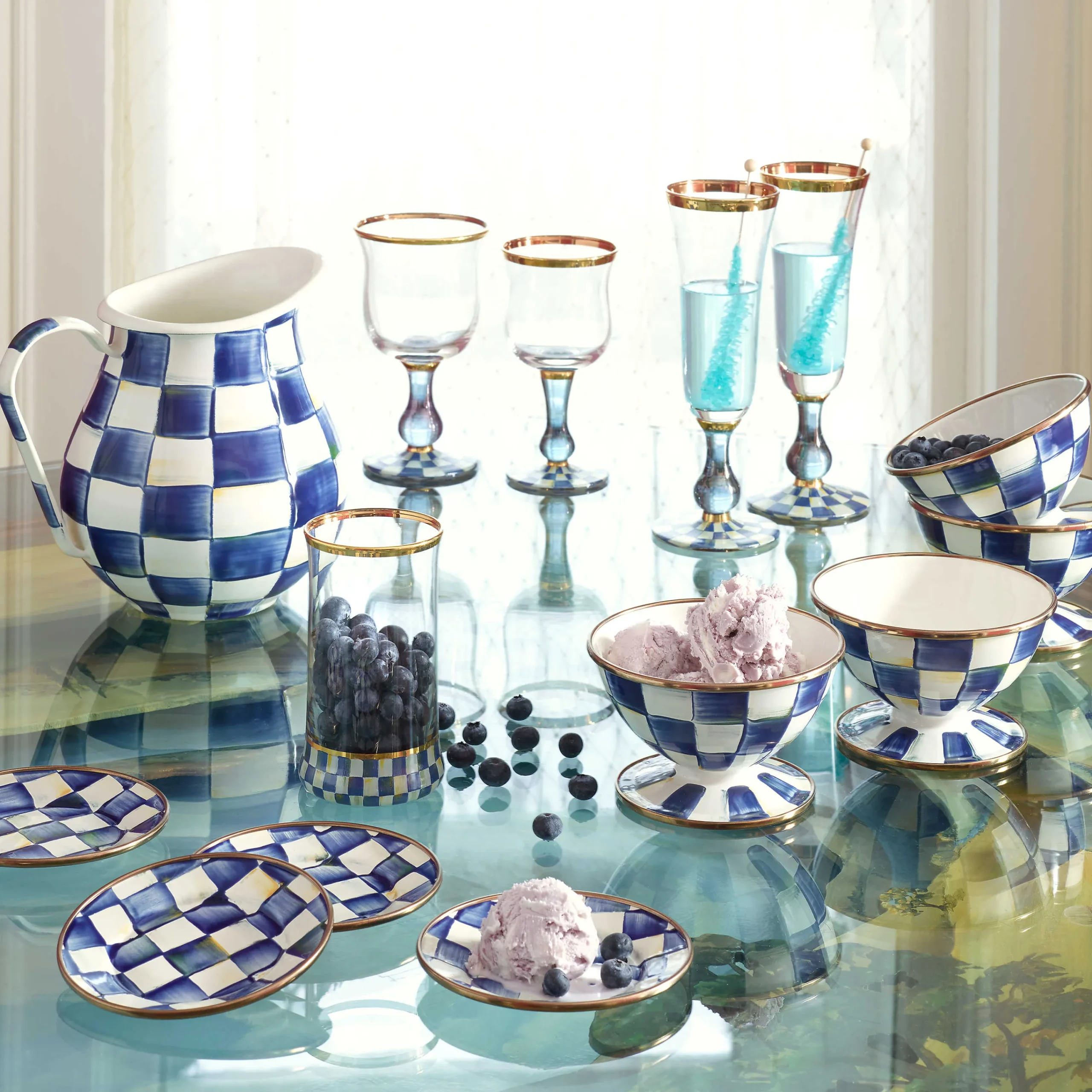 Royal Check Enamel Ice Cream Dish|MacKenzie-Childs Sale
