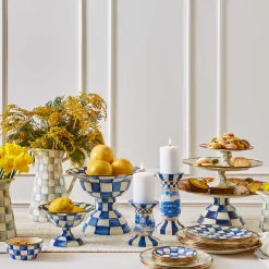 Royal Check Enamel Pedestal Platter - Large|MacKenzie-Childs Clearance