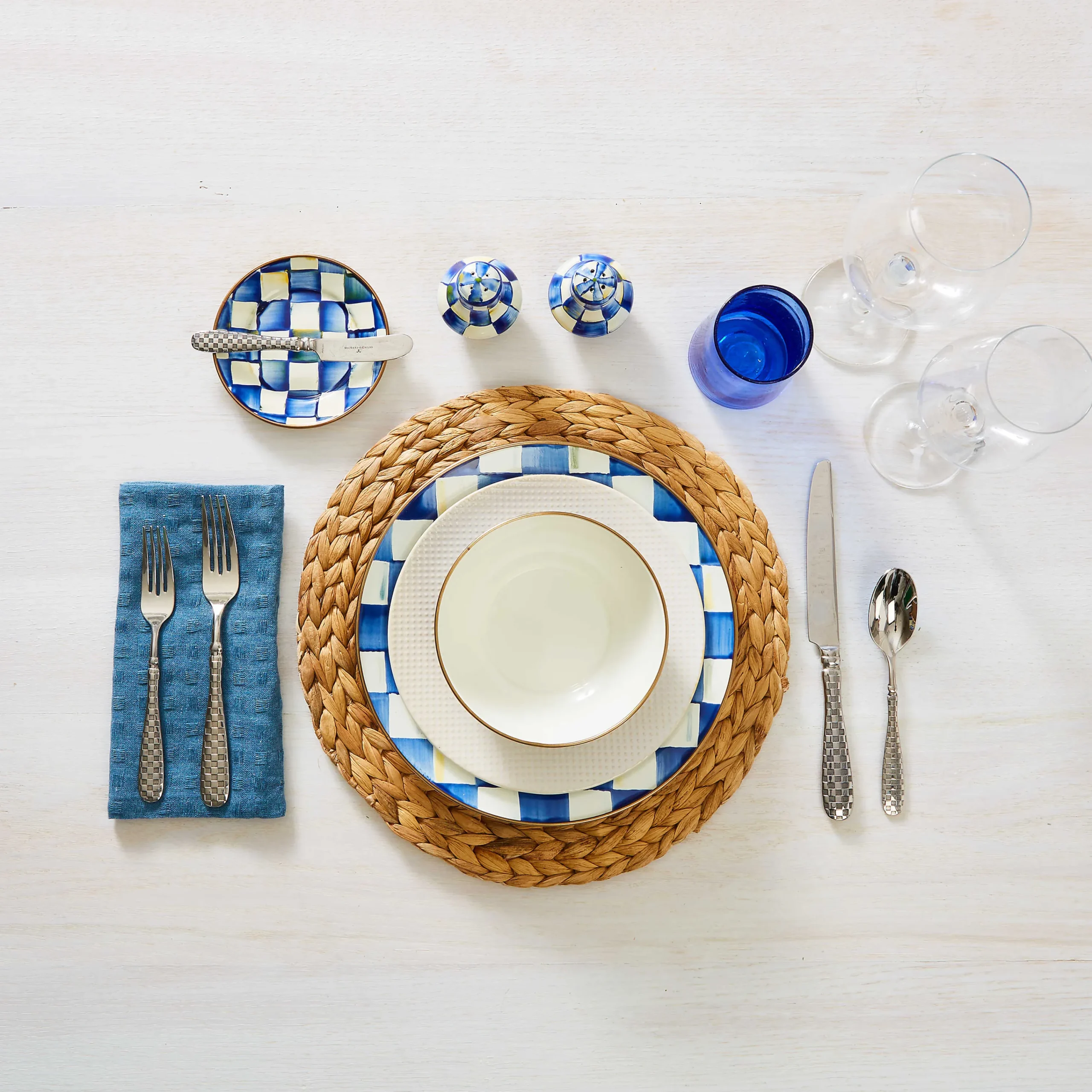 Royal Check Enamel Salt & Pepper Shakers|MacKenzie-Childs Sale