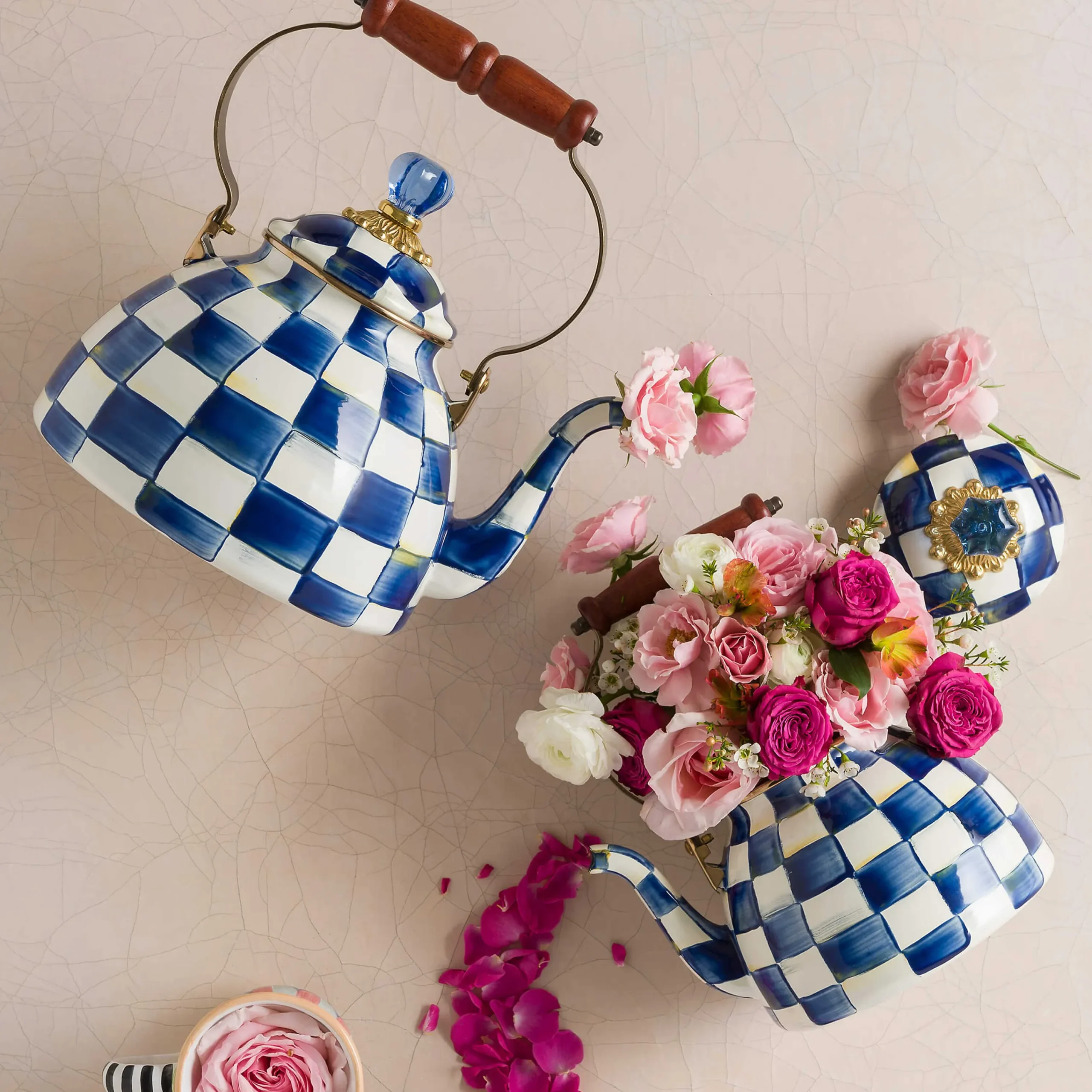 Royal Check Enamel Tea Kettle - 2 Quart|MacKenzie-Childs Hot