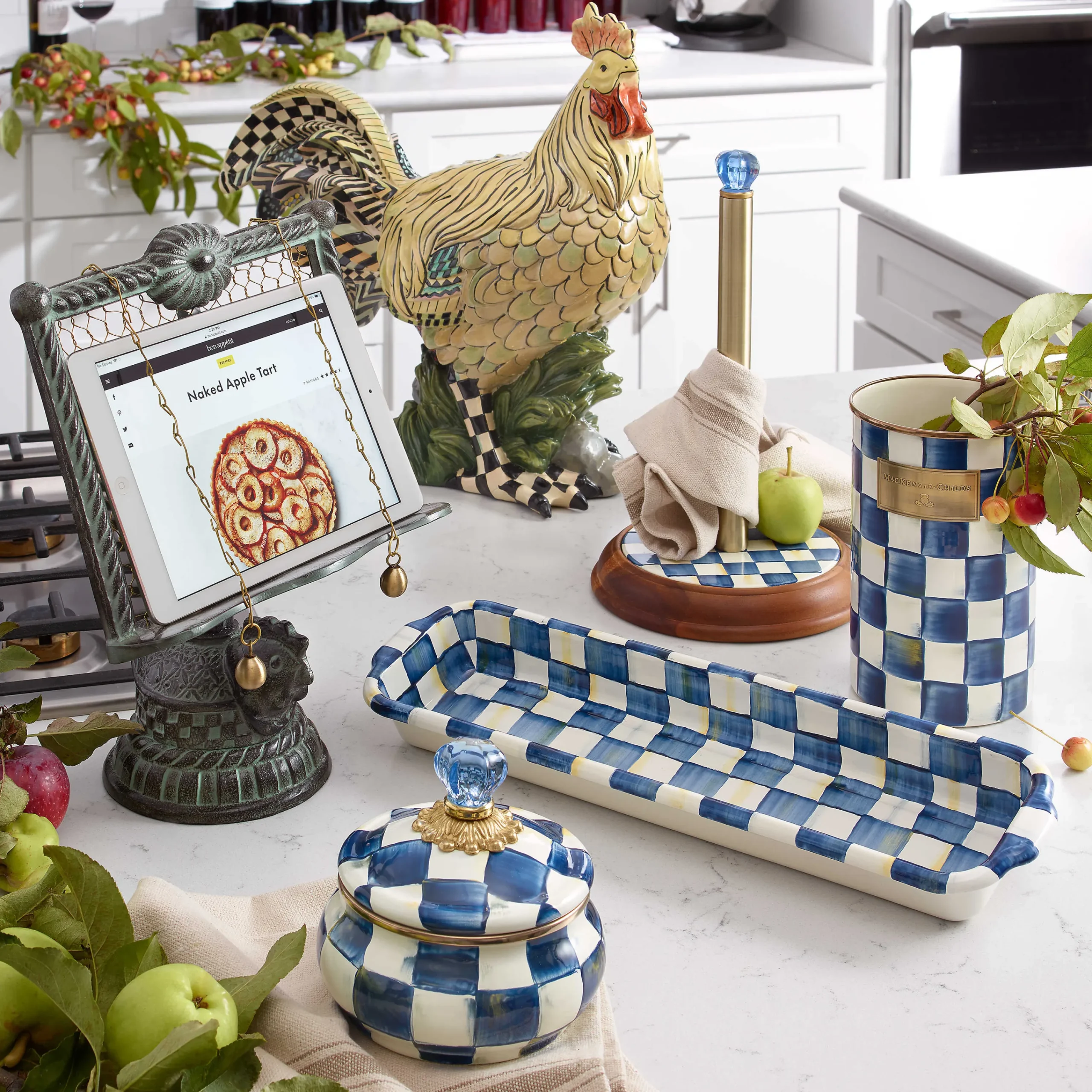 Royal Check Enamel Utensil Holder|MacKenzie-Childs Best