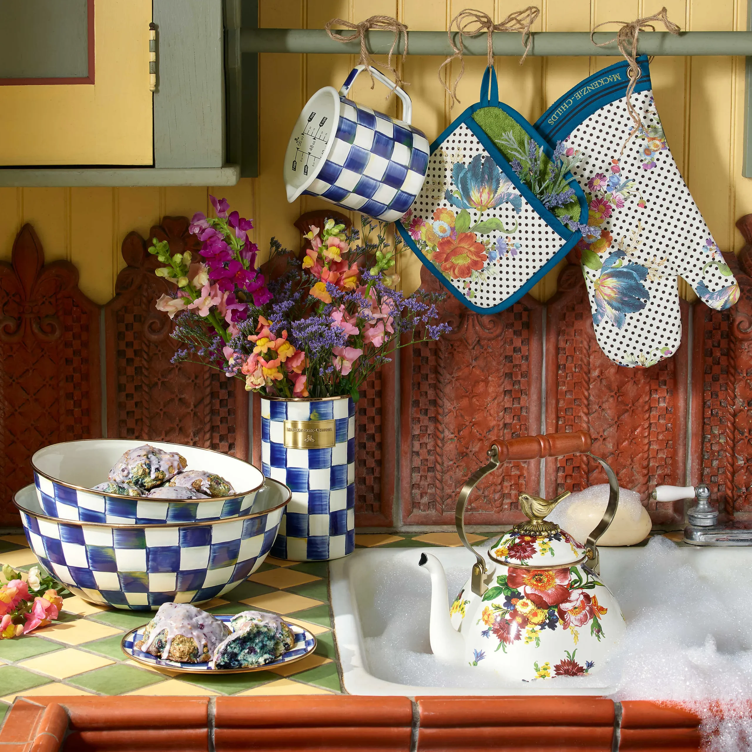 Royal Check Enamel Utensil Holder|MacKenzie-Childs Best
