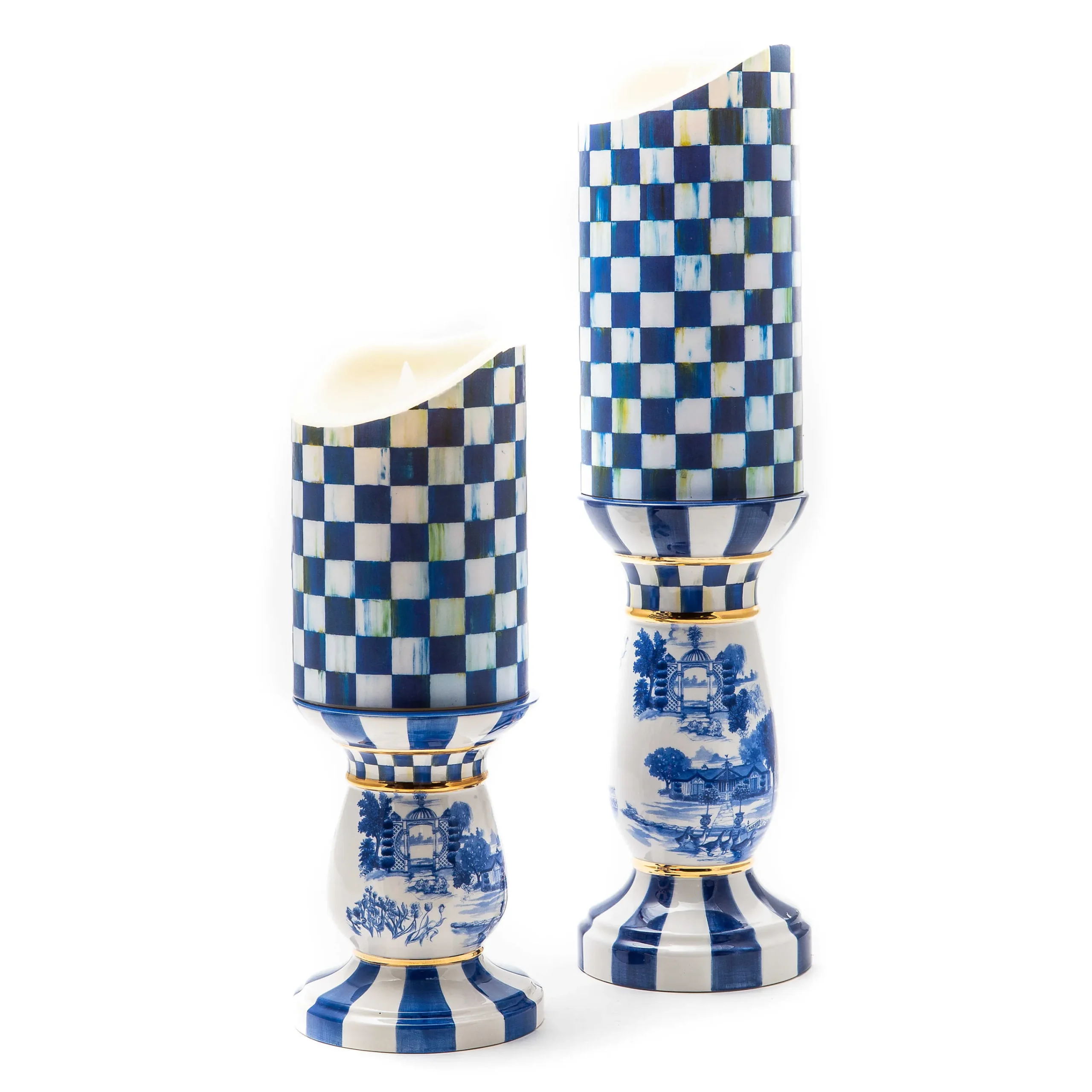 Royal Check Flicker 8" Pillar Candle|MacKenzie-Childs Outlet