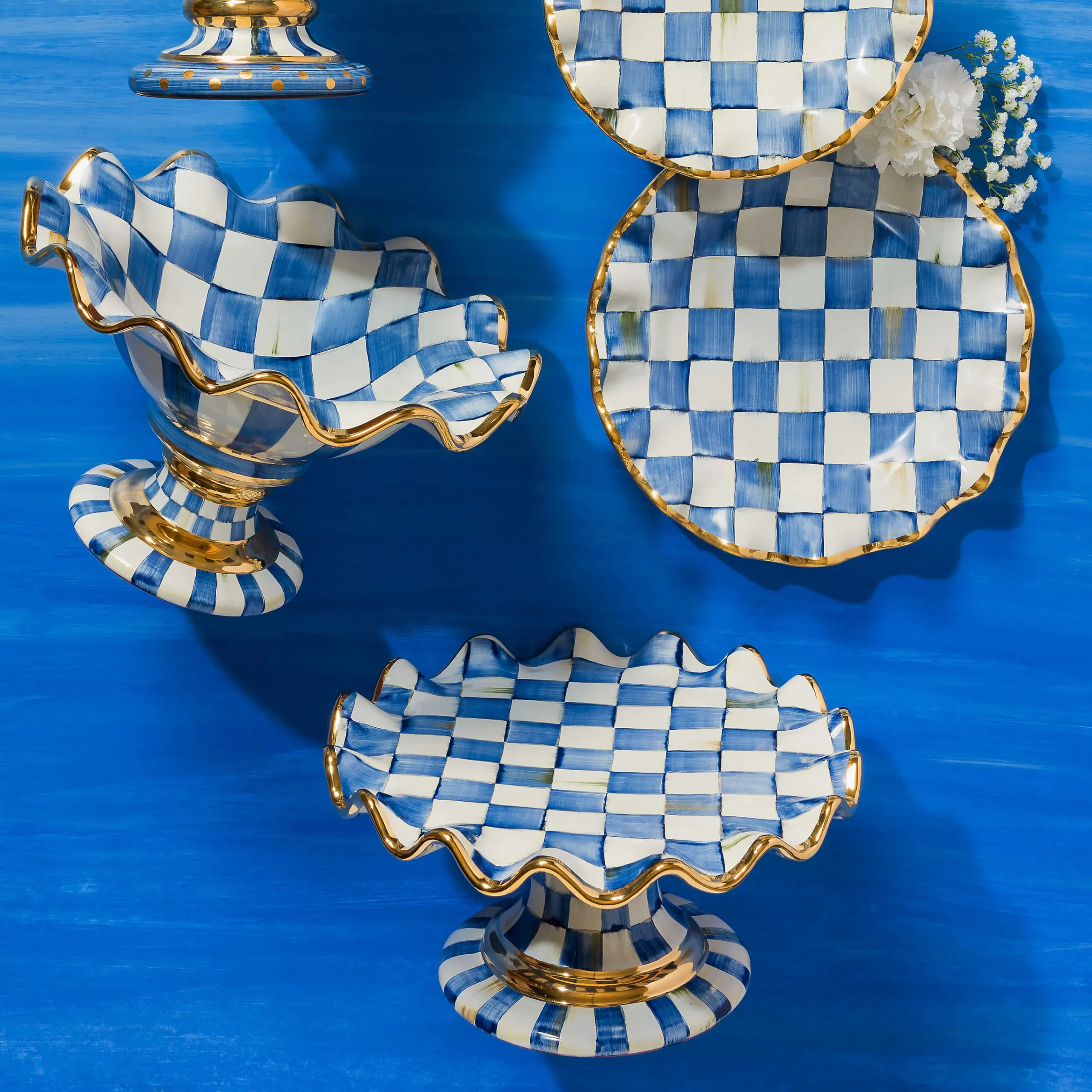Royal Check Fluted Cake Stand|MacKenzie-Childs Outlet