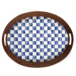 Royal Check Rattan & Enamel Party Tray|MacKenzie-Childs Hot
