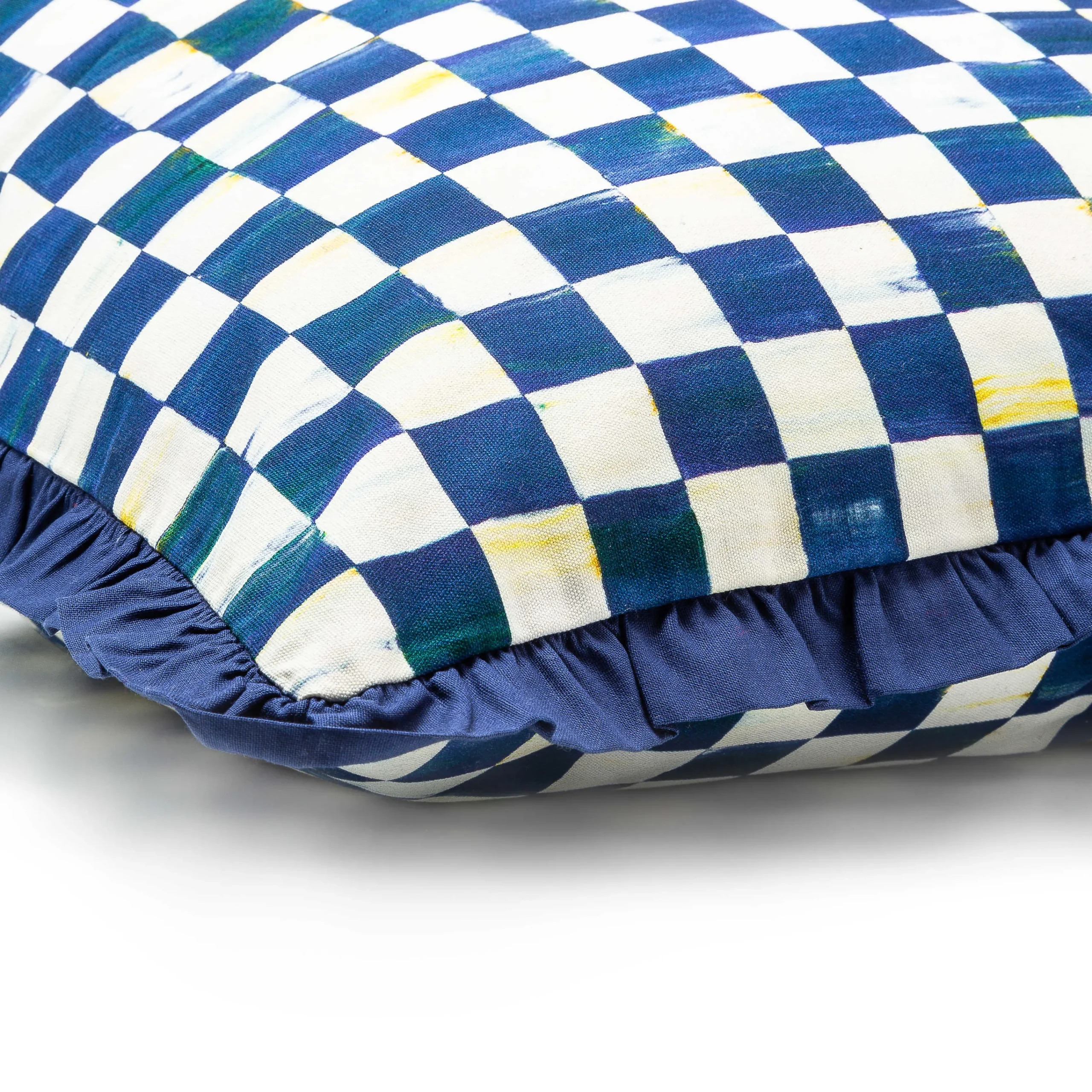 Royal Check Ruffled Square Pillow|MacKenzie-Childs Clearance