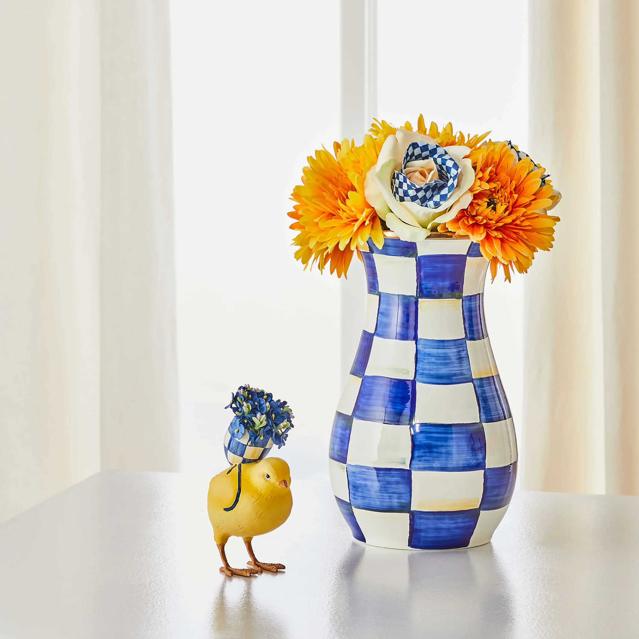 Royal Check Tall Vase & Bouquet Set|MacKenzie-Childs Outlet