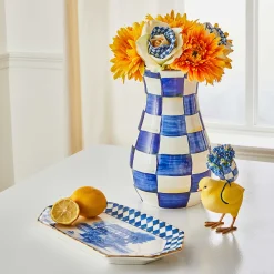 Royal Check Tall Vase & Bouquet Set|MacKenzie-Childs Outlet