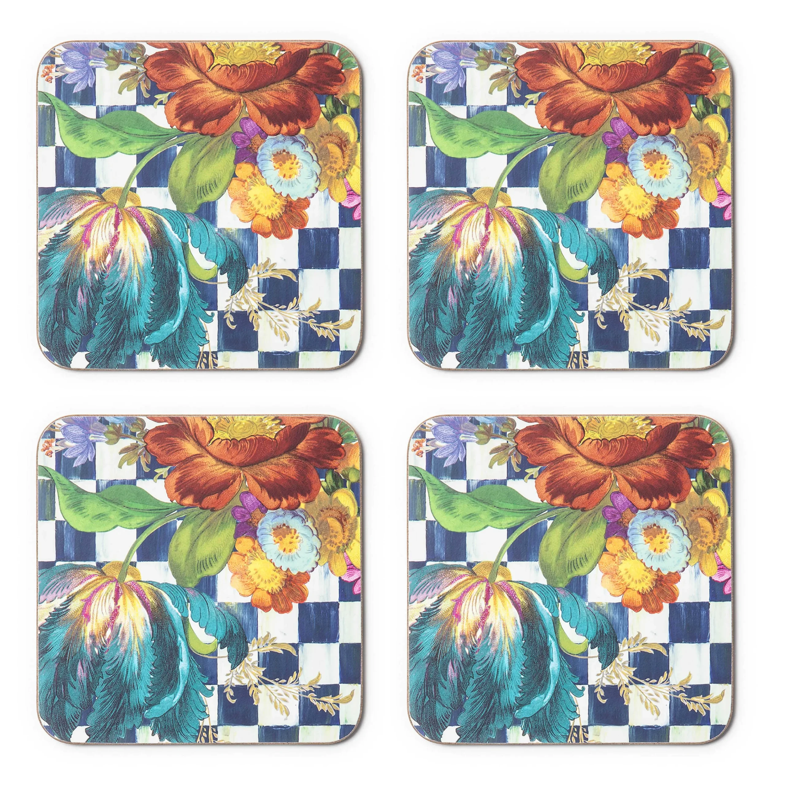 Royal Flower Market Cork Back Coasters - Set Of 4|MacKenzie-Childs Sale