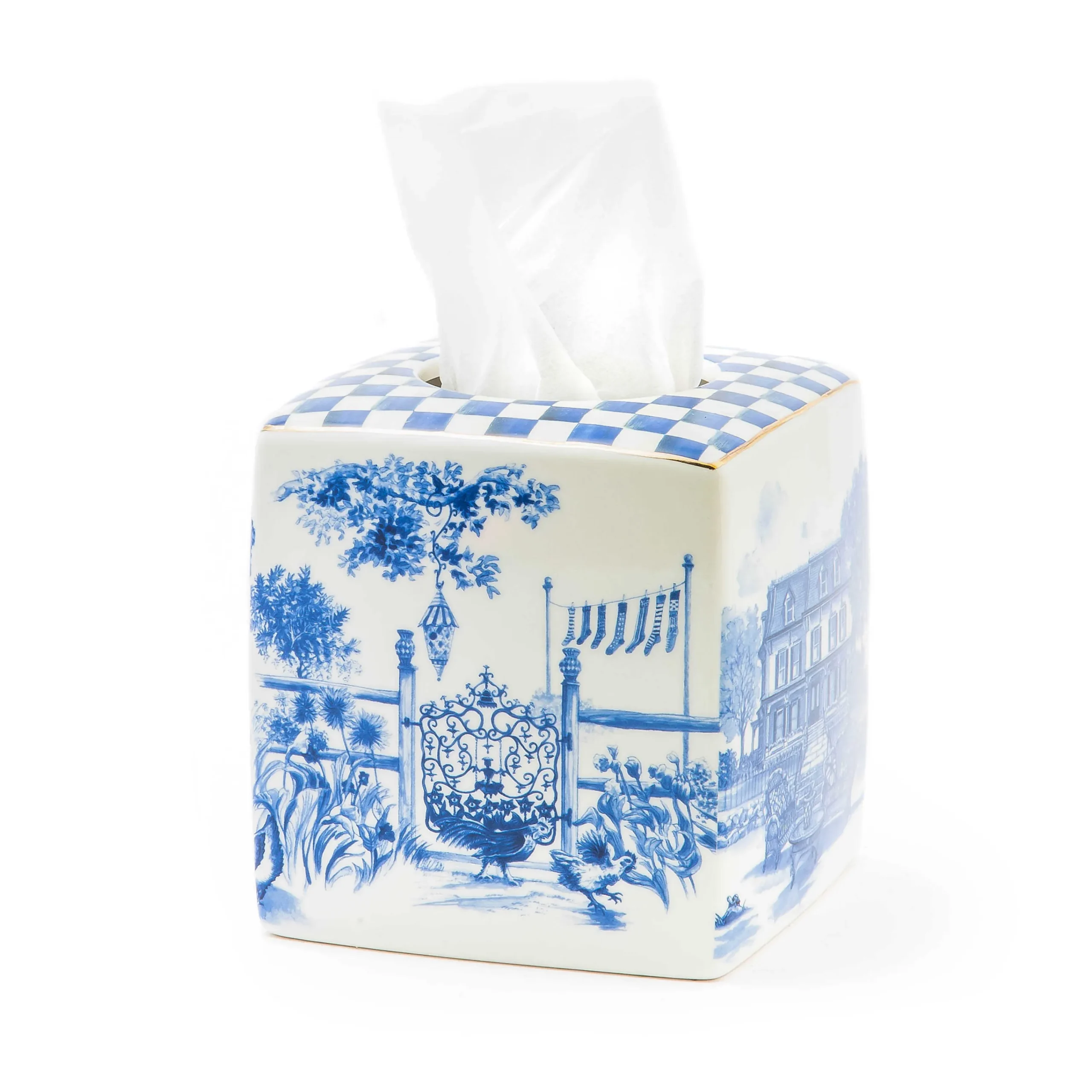 Royal Toile Tissue Holder|MacKenzie-Childs New